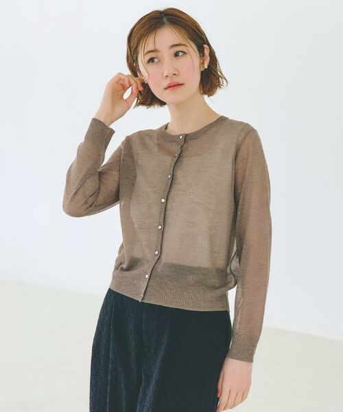 grove/グローブ クルーネックシアーカーディガン モカブラウン(042) 03(L) grove/グローブ クルーネックシアーカーディガン モカブラウン(042) 03(L)