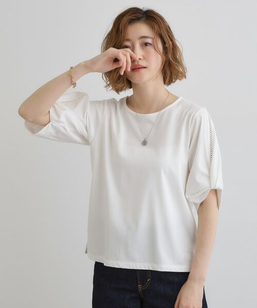 grove / グローブ カットソー | 【接触冷感・UVカットetc】レース切替え袖ねじりプルオーバー | 詳細2