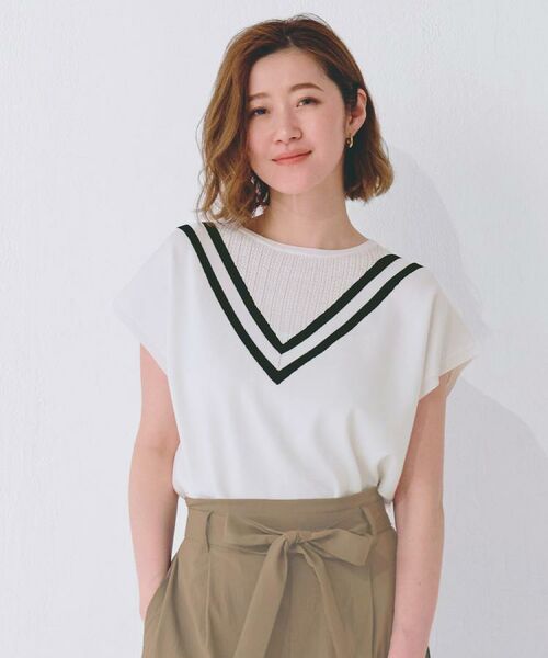 grove/グローブ フレンチスリーブチルデンニット オフホワイト(003) 04(LL) grove/グローブ フレンチスリーブチルデンニット オフホワイト(003) 04(LL)