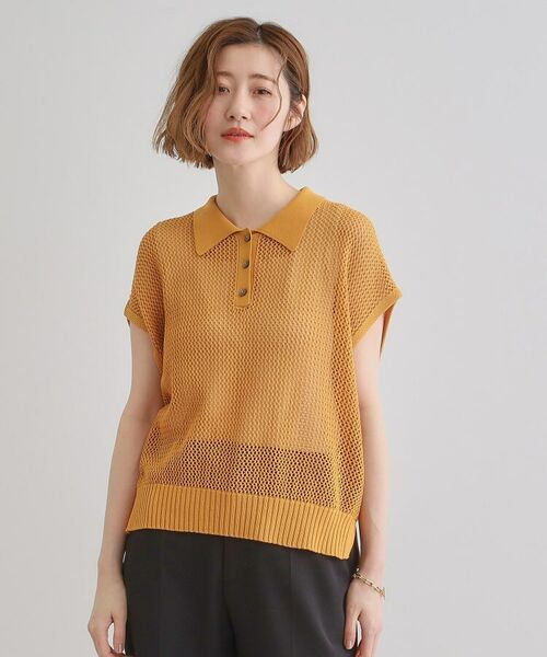 grove / グローブ ニット・セーター | 取り入れるだけで旬顔 メッシュ編みポロニット | 詳細11