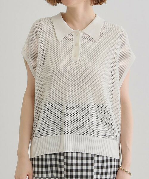 grove / グローブ ニット・セーター | 取り入れるだけで旬顔 メッシュ編みポロニット | 詳細15