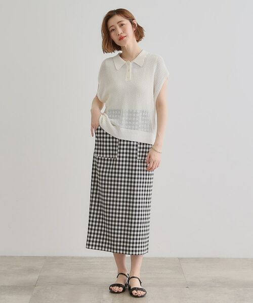 grove / グローブ ニット・セーター | 取り入れるだけで旬顔 メッシュ編みポロニット | 詳細3