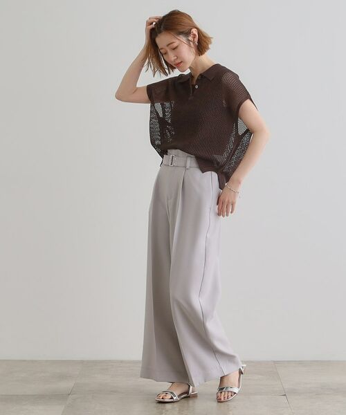 grove / グローブ ニット・セーター | 取り入れるだけで旬顔 メッシュ編みポロニット | 詳細8