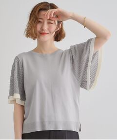 grove / グローブ ニット・セーター | 袖透かし編みフレアースリーブニット