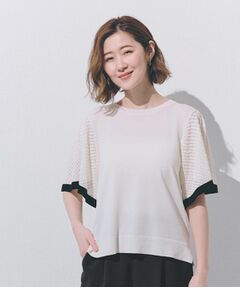 grove / グローブ ニット・セーター | 袖透かし編みフレアースリーブニット