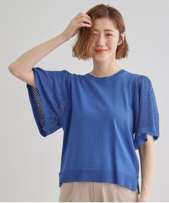 grove / グローブ ニット・セーター | 袖透かし編みフレアースリーブニット