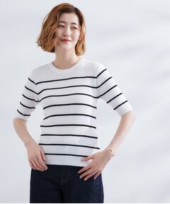 grove / グローブ ニット・セーター | 地柄ボーダーリブニットプルオーバー