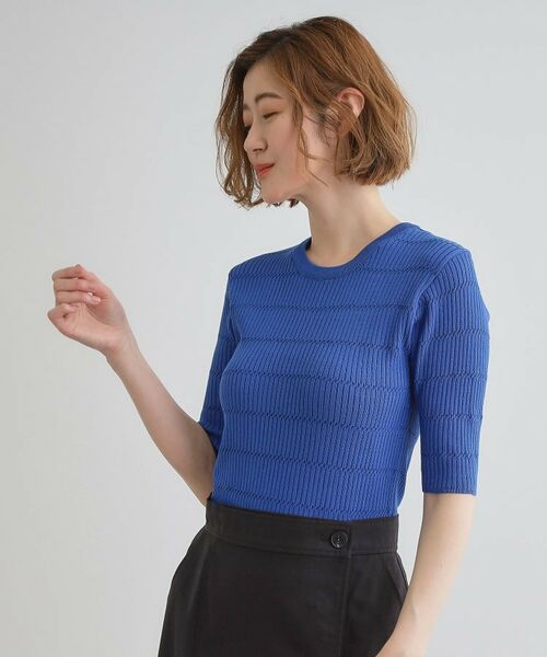 grove / グローブ ニット・セーター | 地柄ボーダーリブニットプルオーバー | 詳細1