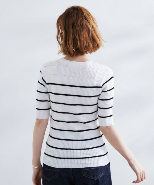 grove / グローブ ニット・セーター | 地柄ボーダーリブニットプルオーバー | 詳細10