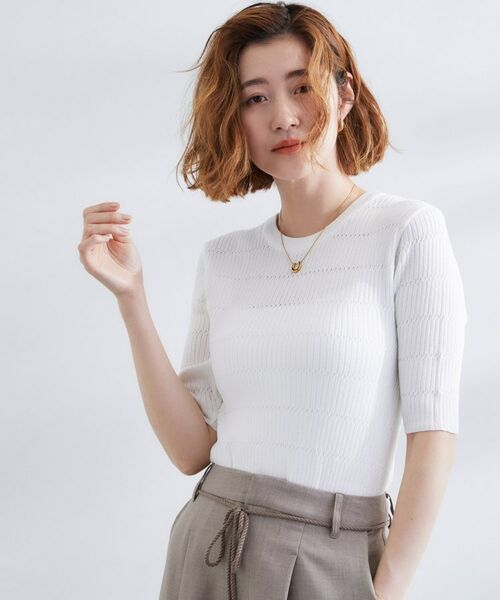 grove / グローブ ニット・セーター | 地柄ボーダーリブニットプルオーバー | 詳細5