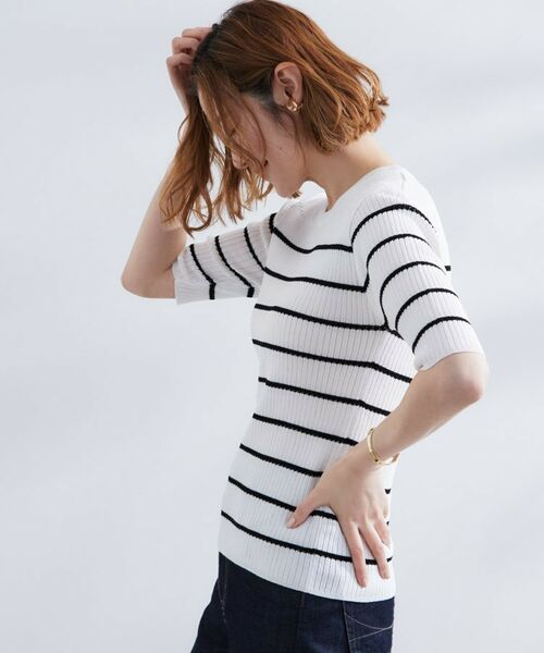 grove / グローブ ニット・セーター | 地柄ボーダーリブニットプルオーバー | 詳細9