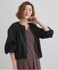 grove / グローブ レザーブルゾン・ジャケット | 【洗える】シアーナイロンギャザーブルゾン