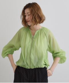 grove / グローブ レザーブルゾン・ジャケット | 【洗える】シアーナイロンギャザーブルゾン