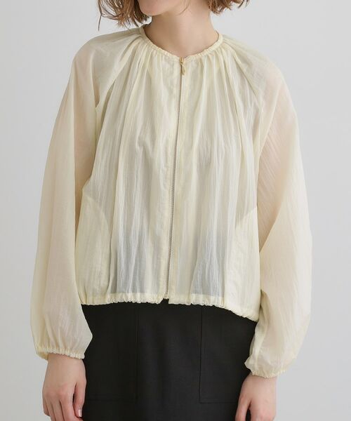 セール】 【洗える】シアーナイロンギャザーブルゾン （レザー