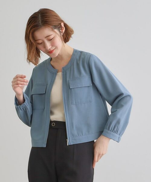 grove / グローブ レザーブルゾン・ジャケット | 麻調ノーカラーシアーブルゾン | 詳細10