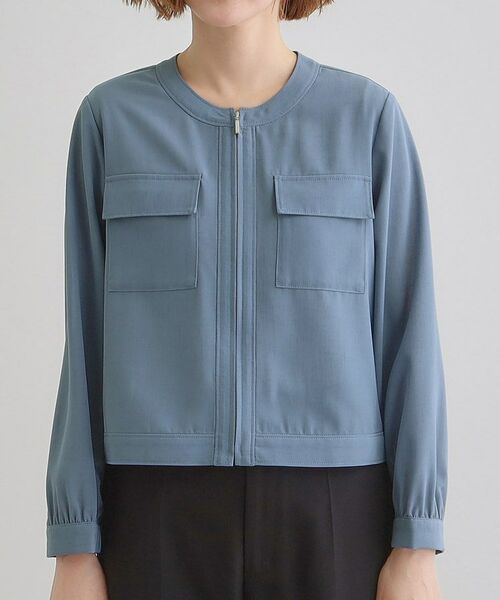 grove / グローブ レザーブルゾン・ジャケット | 麻調ノーカラーシアーブルゾン | 詳細13