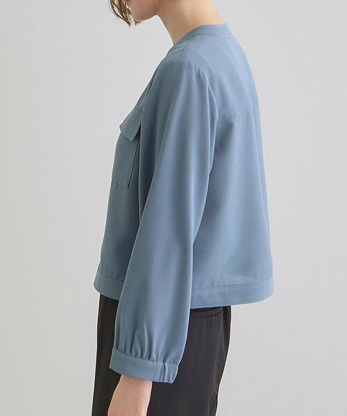 grove / グローブ レザーブルゾン・ジャケット | 麻調ノーカラーシアーブルゾン | 詳細14