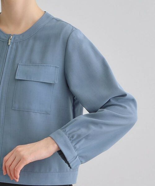 grove / グローブ レザーブルゾン・ジャケット | 麻調ノーカラーシアーブルゾン | 詳細17