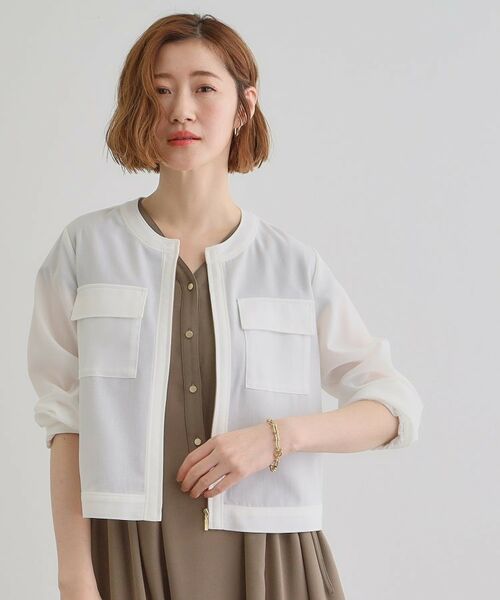 grove / グローブ レザーブルゾン・ジャケット | 麻調ノーカラーシアーブルゾン | 詳細2