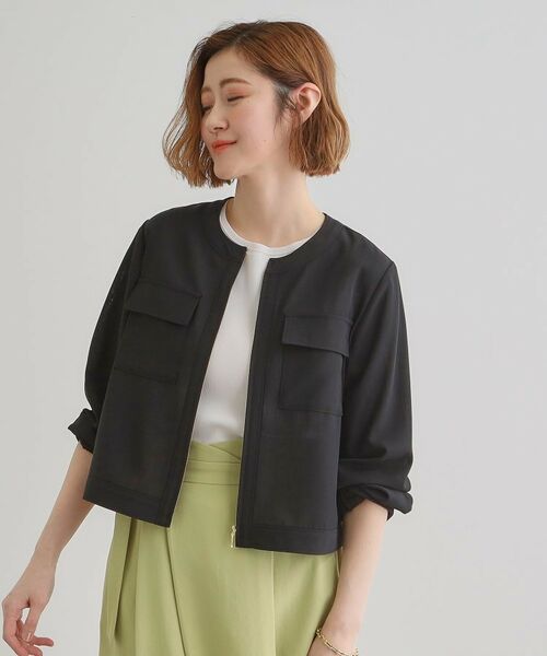 grove / グローブ レザーブルゾン・ジャケット | 麻調ノーカラーシアーブルゾン | 詳細5