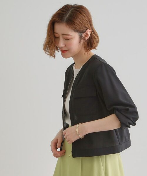 grove / グローブ レザーブルゾン・ジャケット | 麻調ノーカラーシアーブルゾン | 詳細6