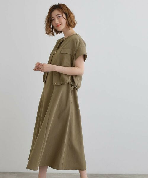 grove/グローブ ワークジャケット×ワンピースセット カーキ(027) 04(LL) grove/グローブ ワークジャケット×ワンピースセット カーキ(027) 04(LL)