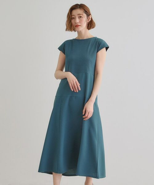 grove/グローブ 美シルエットなドッキングフレア切替ワンピース グリーン(024) 02(M) grove/グローブ 美シルエットなドッキングフレア切替ワンピース グリーン(024) 02(M)