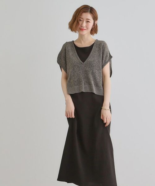 grove / グローブ ロング・マキシ丈ワンピース | ラメベスト×ニットワンピースSET | 詳細1