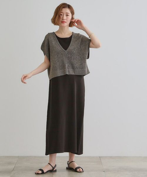 grove / グローブ ロング・マキシ丈ワンピース | ラメベスト×ニットワンピースSET | 詳細3