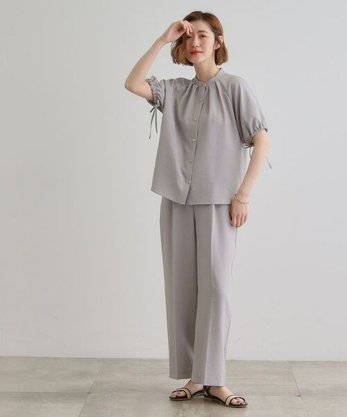 grove / グローブ パンツ | 【洗える・シワになりにくい】麻調センタープレスワイドパンツ | 詳細3
