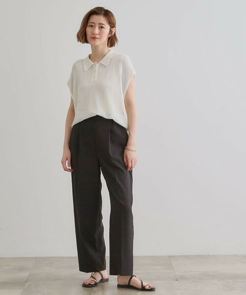 grove / グローブ パンツ | 【洗える・シワになりにくい】麻調センタープレスワイドパンツ | 詳細7