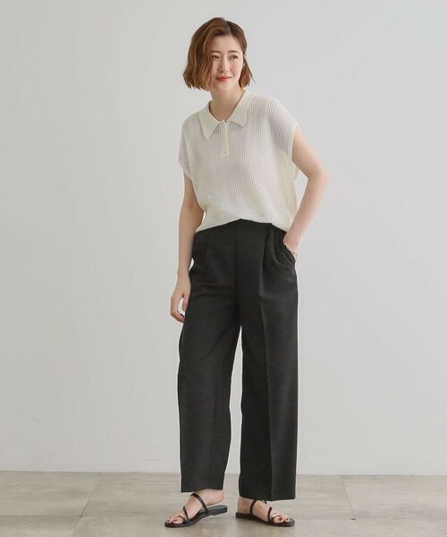 grove / グローブ パンツ | 【洗える・シワになりにくい】麻調センタープレスワイドパンツ | 詳細8