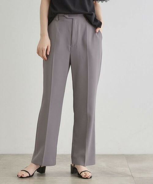 grove / グローブ パンツ | ひんやり、すらり。夏の美シルエット ドレープストレートパンツ(グレー(012))