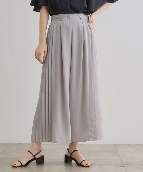 grove / グローブ ショート・ハーフ・半端丈パンツ | さらっと軽やか サイドプリーツスカーチョ(ライトグレー(011))