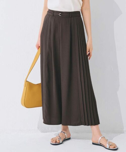 grove / グローブ ショート・ハーフ・半端丈パンツ | さらっと軽やか サイドプリーツスカーチョ(ブラウン(044))