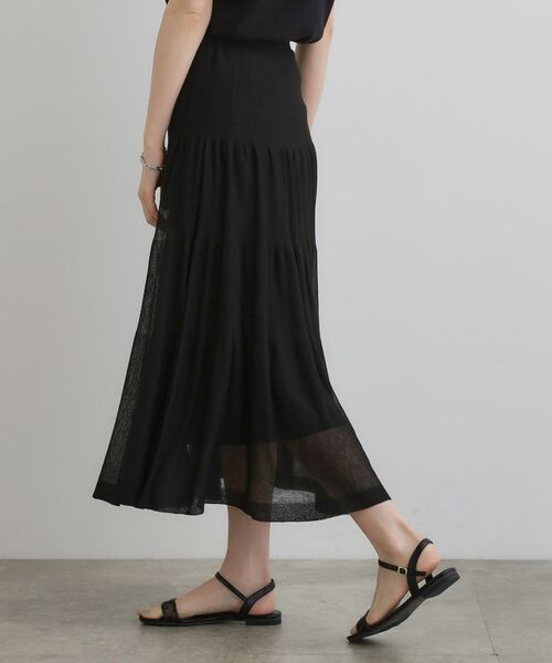 grove / グローブ ロング・マキシ丈スカート | 夏の華やぎティアードニットシアースカート | 詳細1