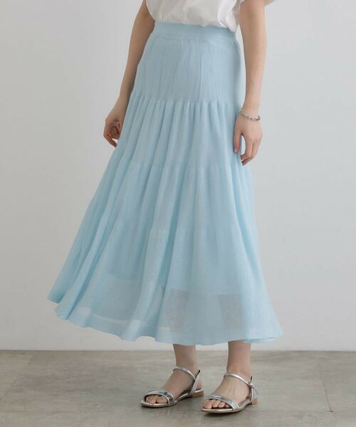 grove / グローブ ロング・マキシ丈スカート | 夏の華やぎティアードニットシアースカート | 詳細11