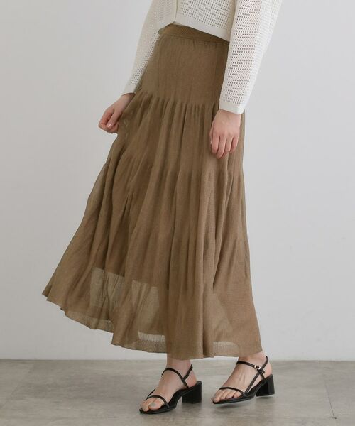 grove / グローブ ロング・マキシ丈スカート | 夏の華やぎティアードニットシアースカート | 詳細6