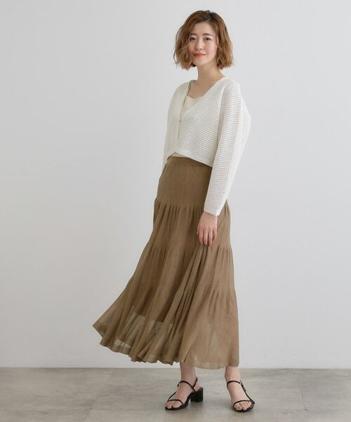 grove / グローブ ロング・マキシ丈スカート | 夏の華やぎティアードニットシアースカート | 詳細7