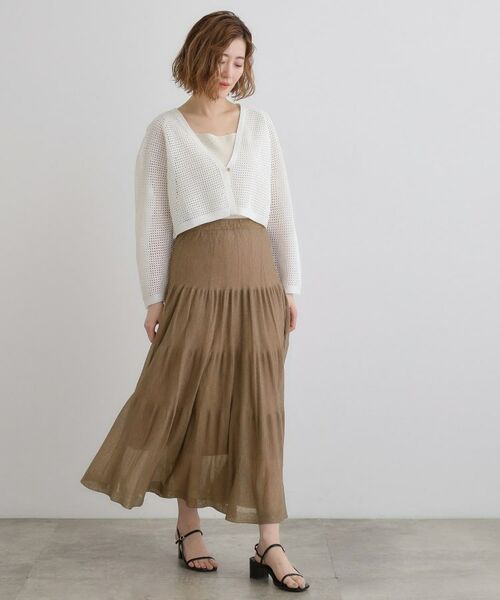 grove / グローブ ロング・マキシ丈スカート | 夏の華やぎティアードニットシアースカート | 詳細8
