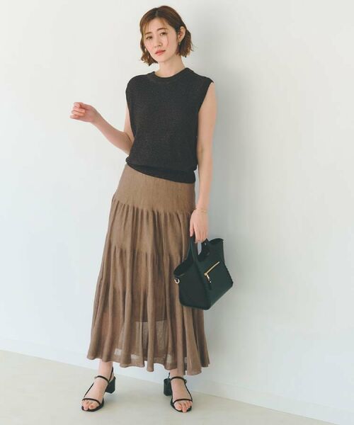 grove / グローブ ロング・マキシ丈スカート | 夏の華やぎティアードニットシアースカート | 詳細9