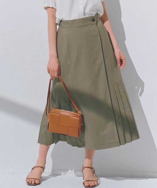 grove / グローブ ロング・マキシ丈スカート | 【大人のニュアンス】リネン混サイドタックスカート(カーキ(027))