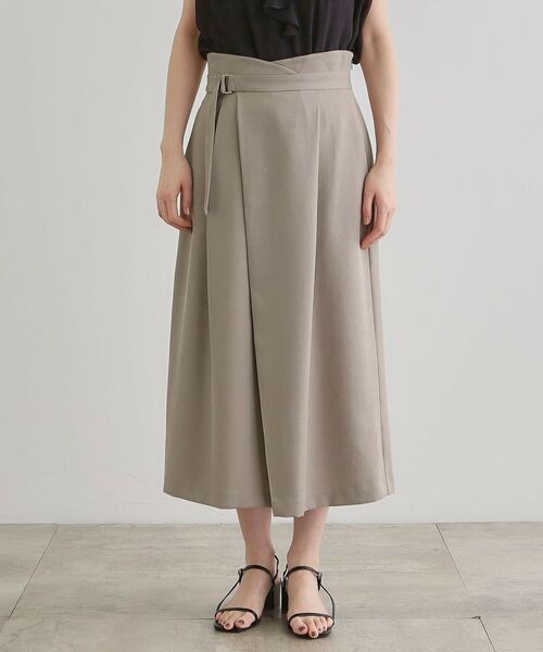 grove / グローブ ロング・マキシ丈スカート | エレガントに着こなすラップ風タックスカート | 詳細13