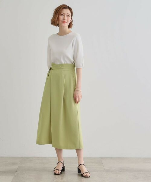 grove / グローブ ロング・マキシ丈スカート | エレガントに着こなすラップ風タックスカート | 詳細2