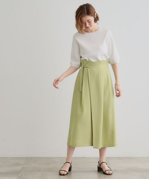 grove / グローブ ロング・マキシ丈スカート | エレガントに着こなすラップ風タックスカート | 詳細3