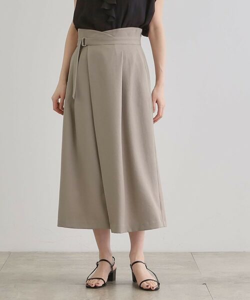 grove / グローブ ロング・マキシ丈スカート | エレガントに着こなすラップ風タックスカート | 詳細5