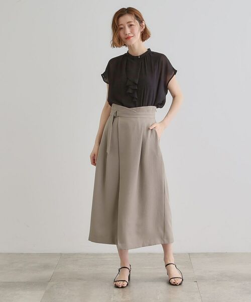 grove / グローブ ロング・マキシ丈スカート | エレガントに着こなすラップ風タックスカート | 詳細7