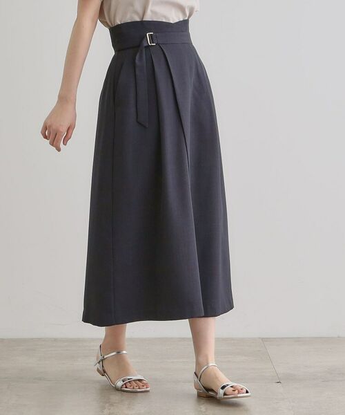 grove / グローブ ロング・マキシ丈スカート | エレガントに着こなすラップ風タックスカート | 詳細9