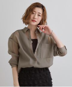 grove / グローブ シャツ・ブラウス | 【大人の抜け感スタイル】ストライプアソートシアーオーバーシャツ