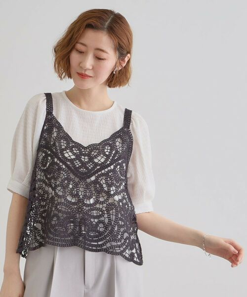 grove / グローブ シャツ・ブラウス | 1枚でお洒落に決まるレースビスチェ×ブラウスSET | 詳細8